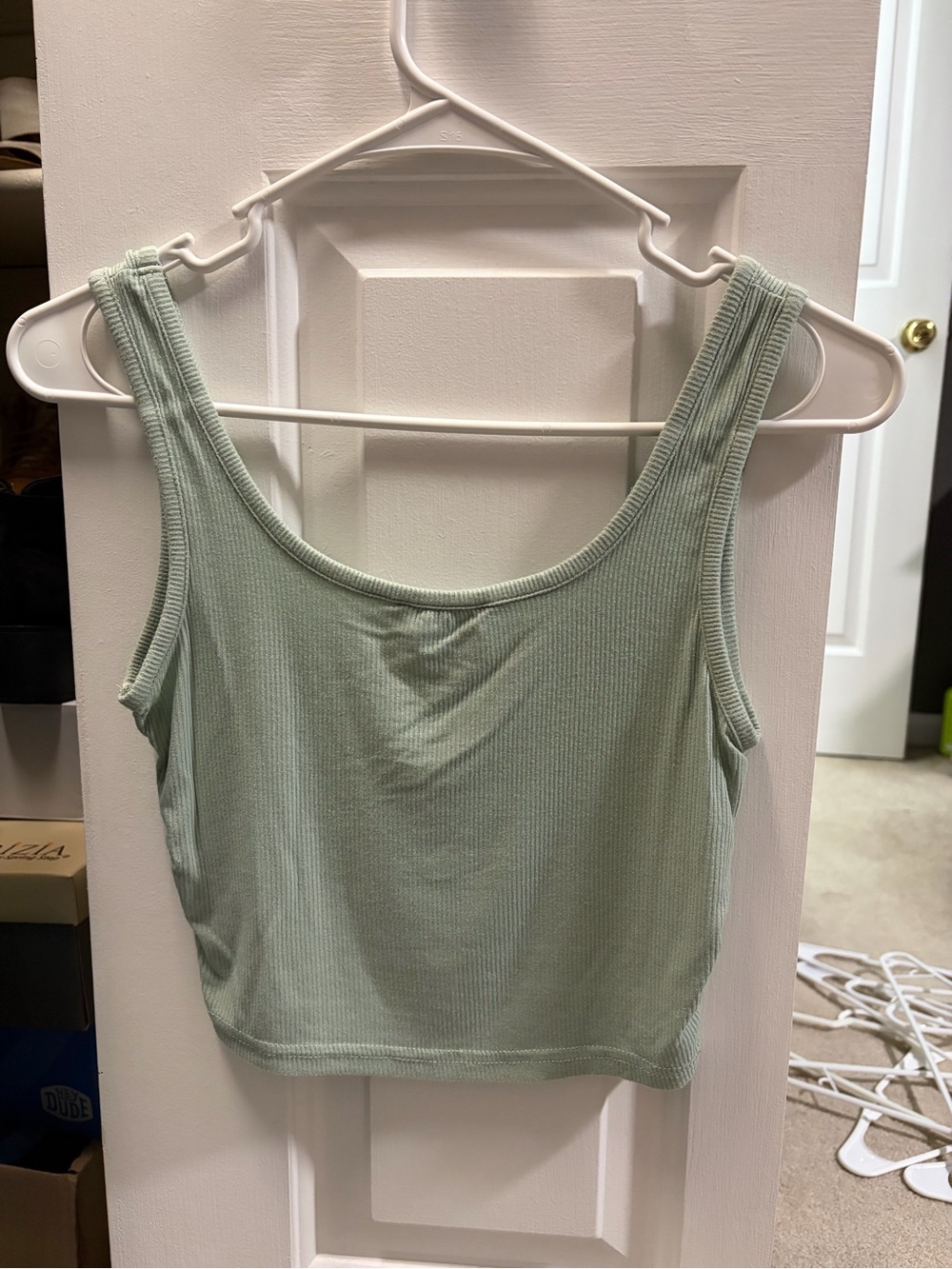 SHEIN Mint Ribbed Scoop Neck Tank Top